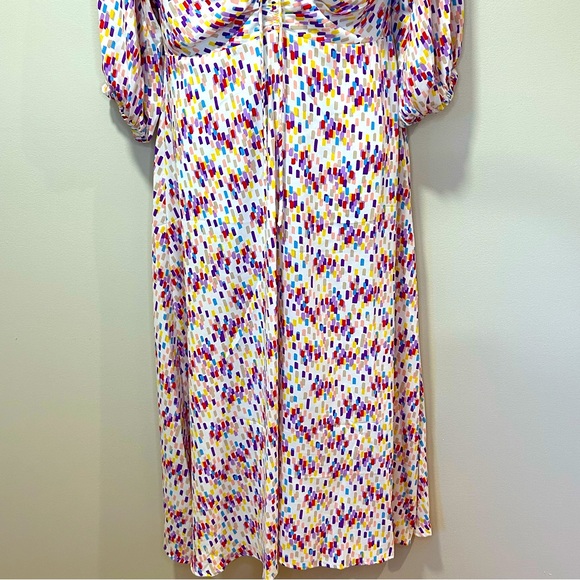 ANTHROPOLOGIE Traffic People Elegant Summer Dress Tie Front Size Small Geometric - Picture 3 of 10